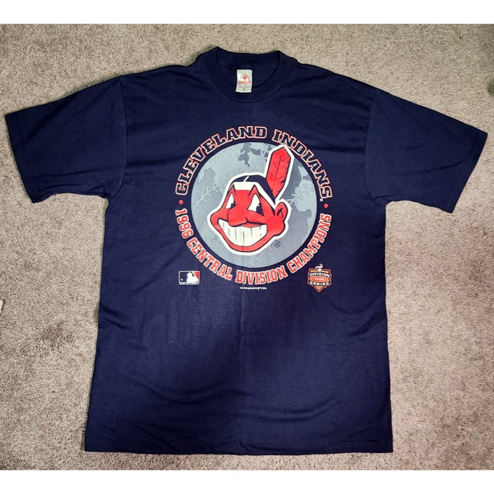 Cleveland Indians mlb 1996 division champs‎ shirt navy XL single stitch Vintage